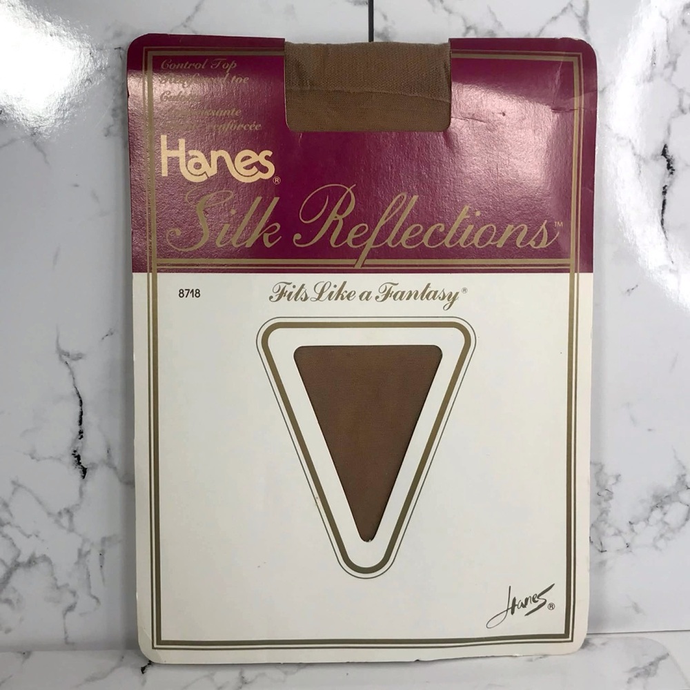 🔴 3/$15! Vintage Hanes Silk Reflections Pantyhose C-D 8718 Control *NIP
